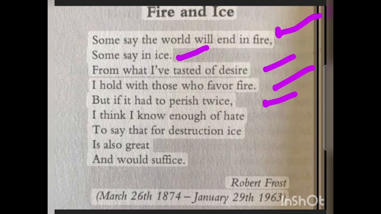 Fire and ice class10 English Poem summary and important questions 