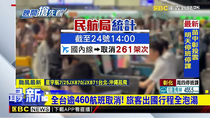 【凱米颱風】全台逾460航班取消！ 旅客出國行程全泡湯@newsebc - 天天要聞
