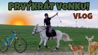 NAŠA PRVÁ VYCHÁDZKA!☀️ // VLOG *ja na koni, oni na bicykloch?*