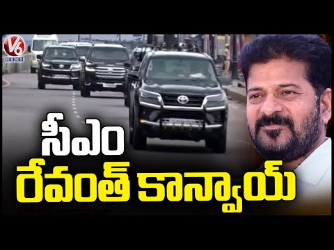 CM Revanth Reddy Convoy Moving To Telangana Secretariat | V6 News - V6NEWSTELUGU
