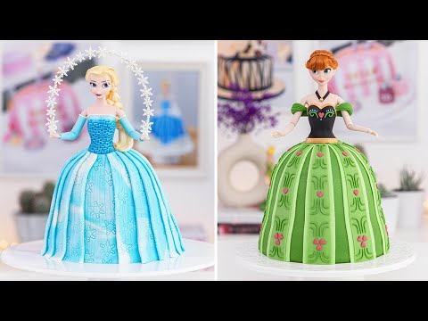 DISNEY FROZEN CAKES ❄️ ELSA & ANNA Doll Cakes