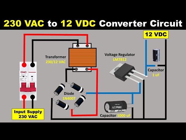 bibliotek synd Gymnastik 230 VAC to Pure 12 VDC Converter using Transformer, diode & Capacitor  @ElectricalTechnician - YouTube