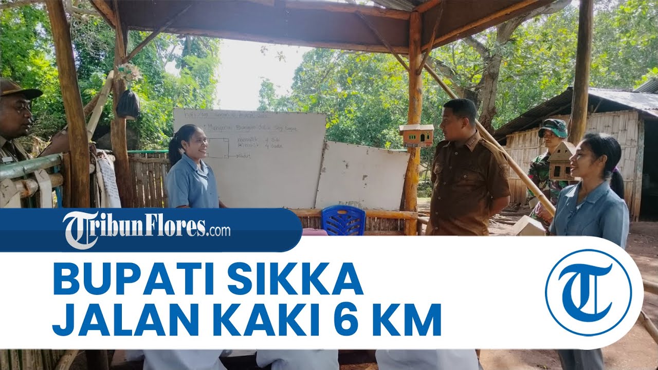 Bupati Sikka Jalan Kaki 6 Km Tinjau Sekolah dan Temui Guru Honorer di Kampung Wairbukang Sikka NTT