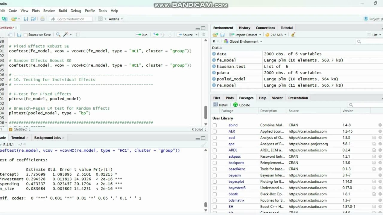 Фиксированные и случайные эффекты в R | Объяснение выбора модели для панельных данных