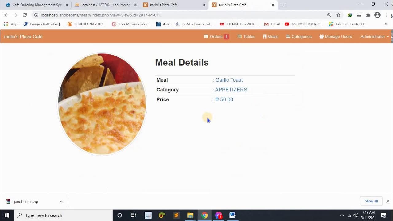 Café Ordering Management System Using PHP/MySQLi with Full Source Code ...