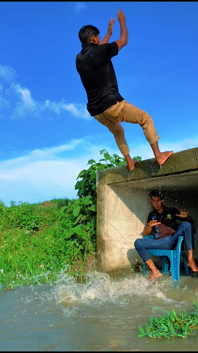 How did the boy jump?