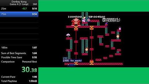 Donkey Kong 1 Loop (Game A) Speedrun in 1:08.??
