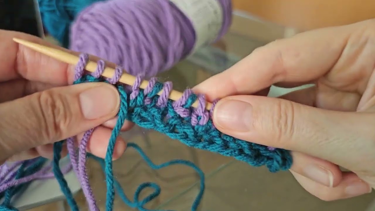 2 colors brioche in Continental Combined aka Combination knitting