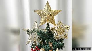 1Pcs Christmas Decoration Topper Glitter Gold Star Xmas Tree Pendant for Home Decor 2026 New Year Pa