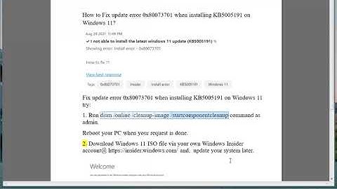 Fix update error 0x80073701 when installing KB5005191 on Windows 11