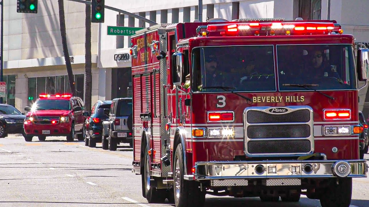 Beverly Hills Fire Dept. Engine 3, Battalion 1, Truck 4, Engine 5