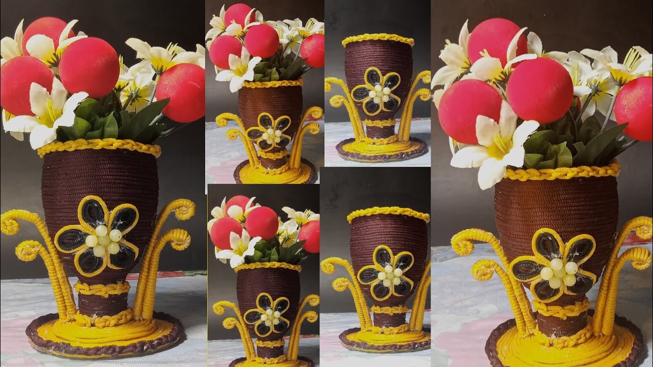 GULDASTA CRAFT IDEAS/ PLASTIC BOTTLE FLOWER VASE/GULDASTA BANANAY KA TARIKA/ UNIQUE ARTS/ YouTube