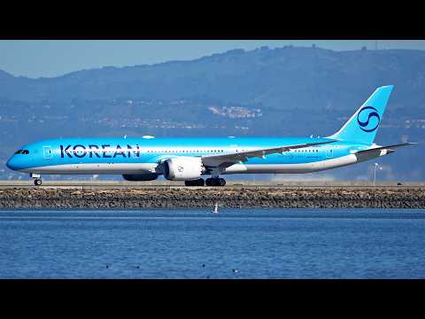 Korean Air New Livery Boeing 787-10 Dreamliner HL8575 Takeoff from San Francisco Airport