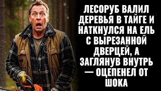 видео: Лесоруб валил деревья и наткнулся на ель с вырезанной дверцей, а заглянув внутрь — оцепенел от шока картинка: Лесоруб валил деревья и наткнулся на ель с вырезанной дверцей, а заглянув внутрь — оцепенел от шока