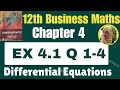 12th business maths exercise 4.1 question 1-4 chapter 4 Differential Equations hiba maths 