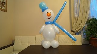Снеговик из воздушных шаров. Snowman made of balloons.