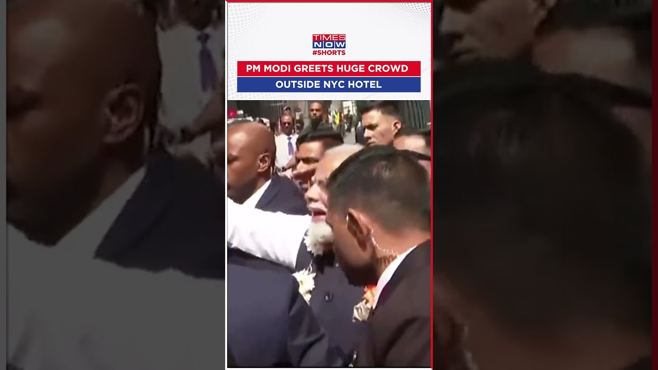 PM Modi Greets Crowd Outside New York Hotel On Way To Washington Shorts