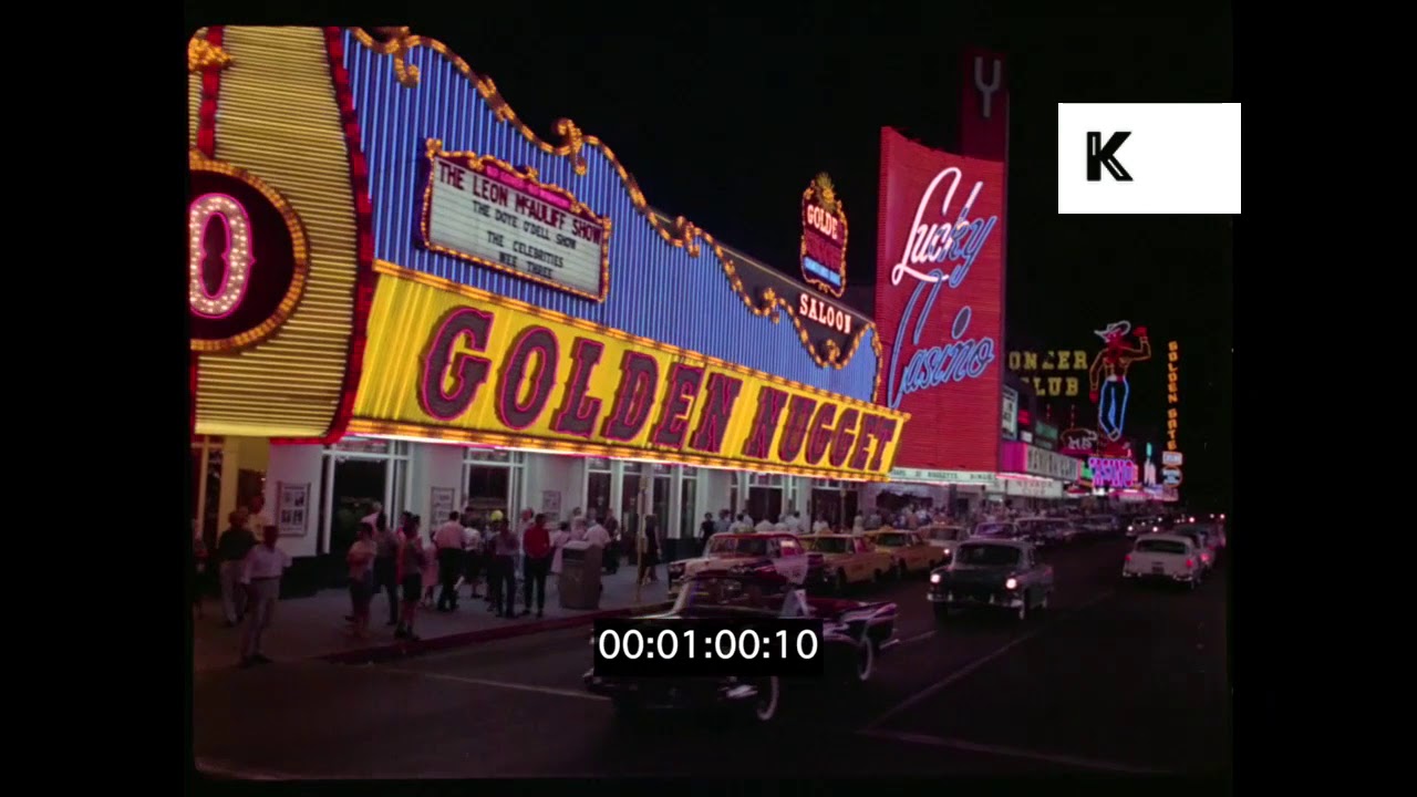 Late 1960s Las Vegas at Night, Casinos, Neon Lights, 35mm