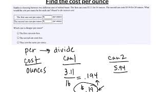 Find the cost per ounce