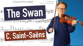 The Swan, Camille Saint-Saëns | Violin and Piano | violin sheet music | piano accompaniment Resimi