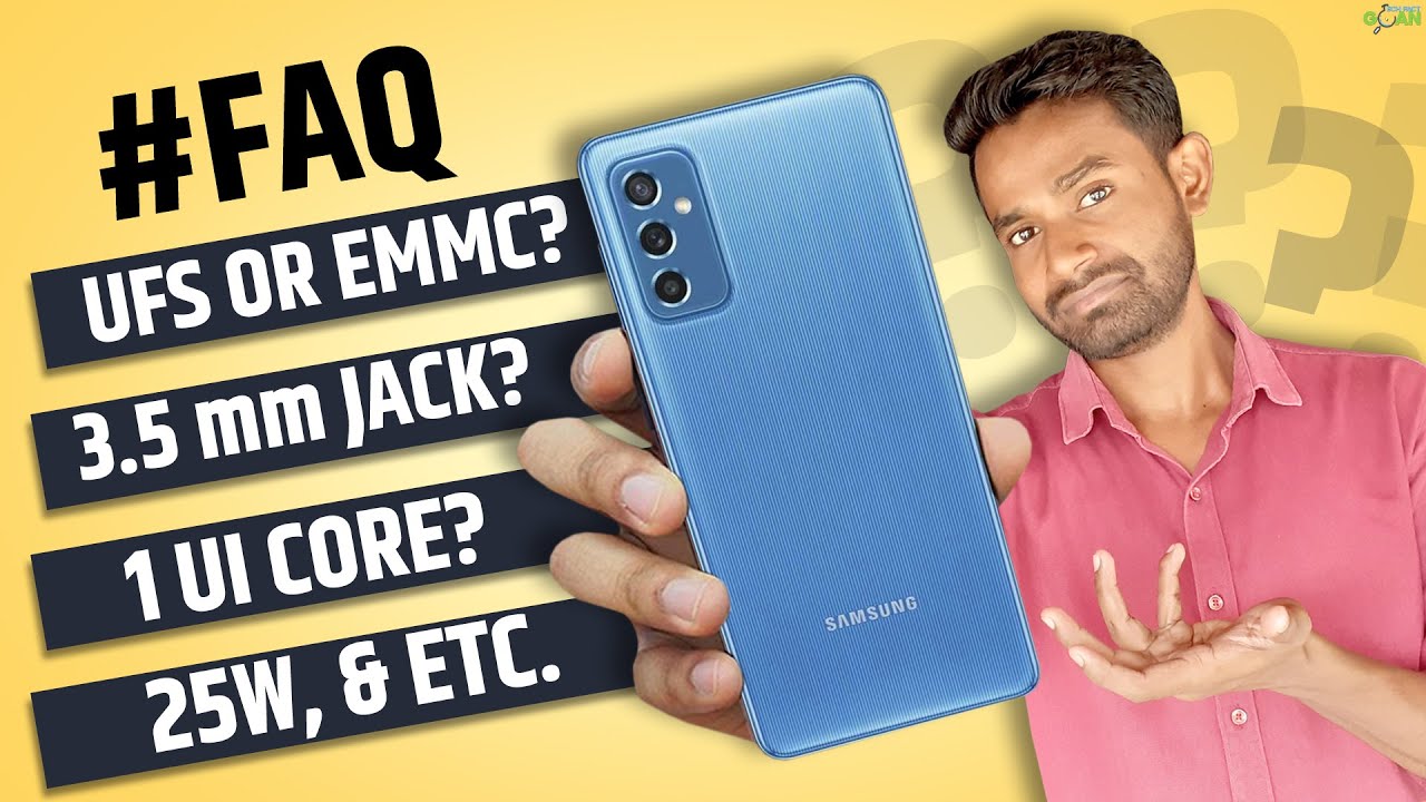 samsung m52 5g FAQ Storege Type, 3.5mm jack, Charger? Answered With