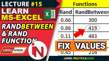 Rand & RandBetween Function | Learn Microsoft Excel | Lecture 15  | Part 1