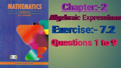 Class VII || chapter:-7 || Algebraic Expressions|| Exercise 7.2 || Questions 1 to 9 ||