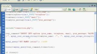 Contact Us form into database tutorial
