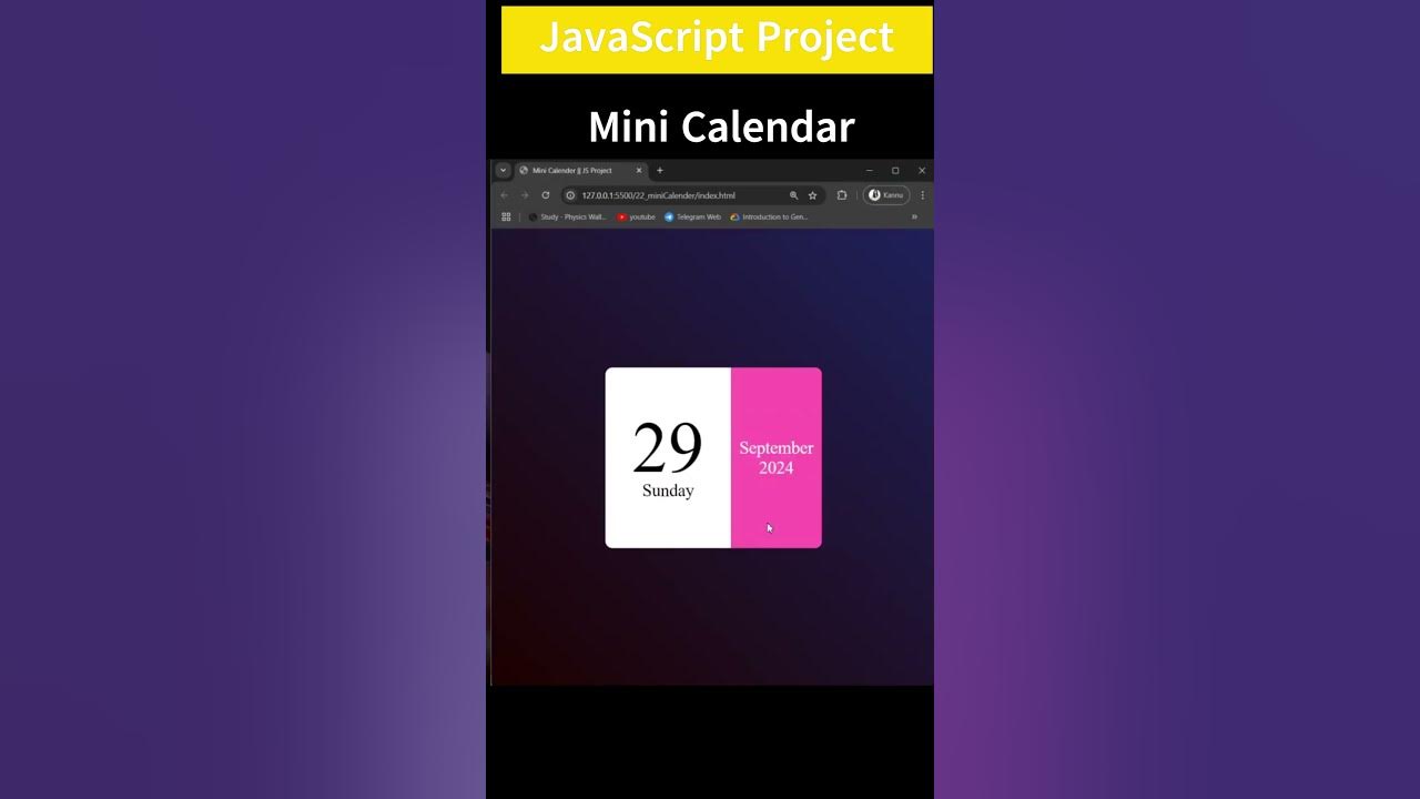 Create mini calender using html css and JS | JavaScript Projects - YouTube