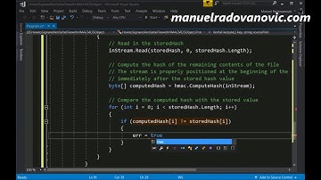 C# 6.0 Tutorial - Advanced - 63. How to Sign and Verify the File with HMACMD5 Object