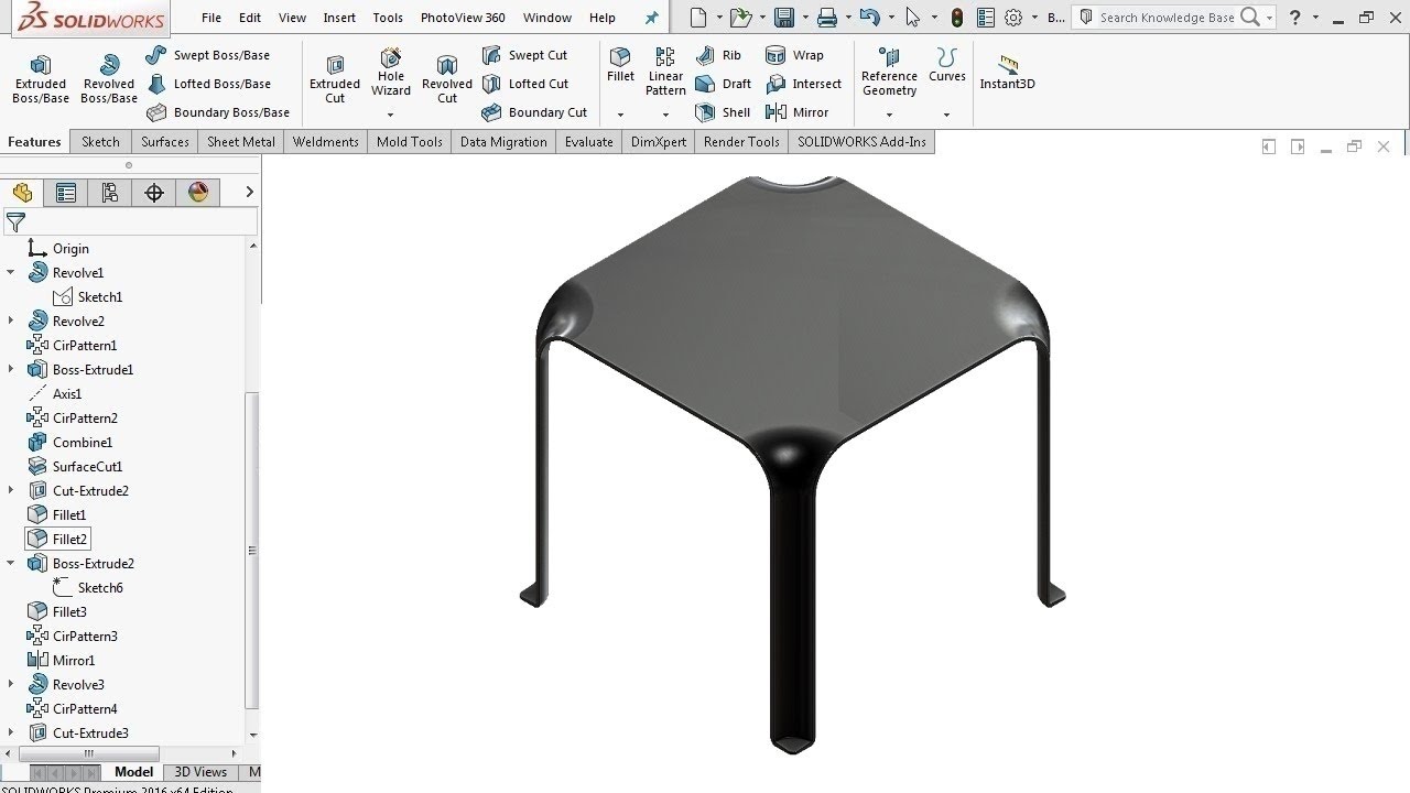 Plastic Table - SolidWorks Tutorial - YouTube