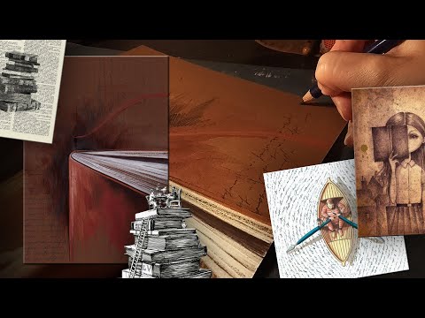 Рисуем книги: новое занятие из курса графики, работаем цветными и акварельными карандашами