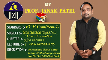 FY B.Com.Sem-1 (Guj.Univ.) Statistics Chap-1 Linear Correlation for Both Med.(Guj.Med. and Eng.Med.)