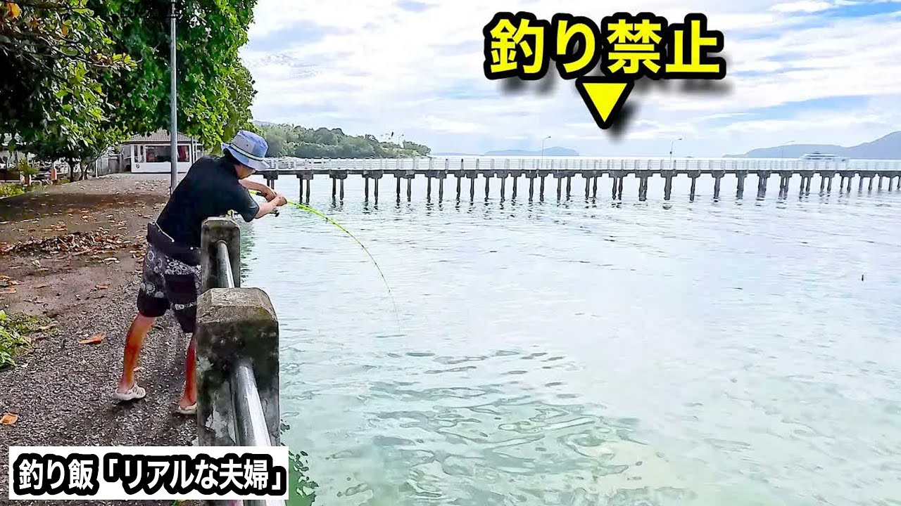 【誰もいない】釣り禁止の桟橋の隣で挑戦！　正体不明の魚を釣り上げ→現地食堂で調理してもらった結果…なんじゃこの料理ぃいいい【タイ・プーケット】