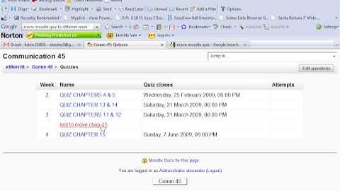 Moving a quiz in Moodle