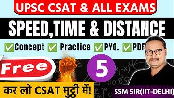 Time, Speed and Distance  |  CSAT & ALL EXAMS | CLASS-5 | SSM SIR ( IIT- DELHI )