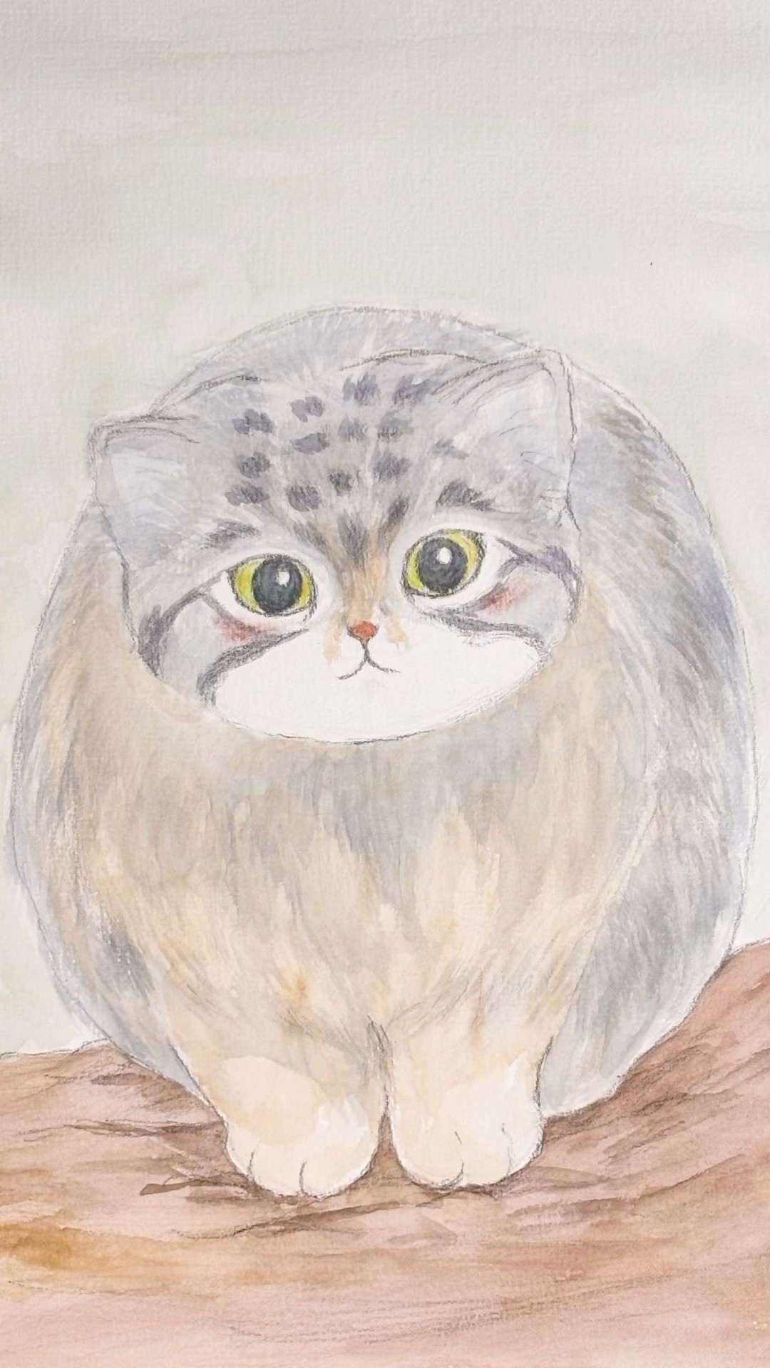 アクリル画　マヌルネコ ふわふわマヌルネコ🐈 #イラスト #水彩 #art - YouTube