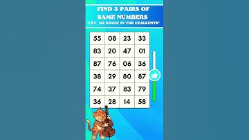 🔍 Hidden Gems: Find the 3 Matching Number Pairs! | 세 쌍의 숫자 찾기