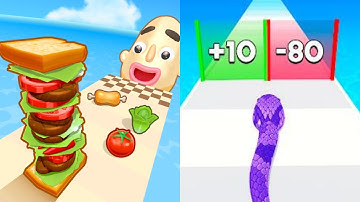 Sandwich Runner VS Snake Run Race - Gameplay Walkthrough All Levels Android Ios