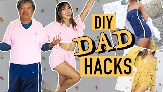 TRANSFORMING MY DAD’S CLOTHES DIY HACKS! | DIY | Nava Rose