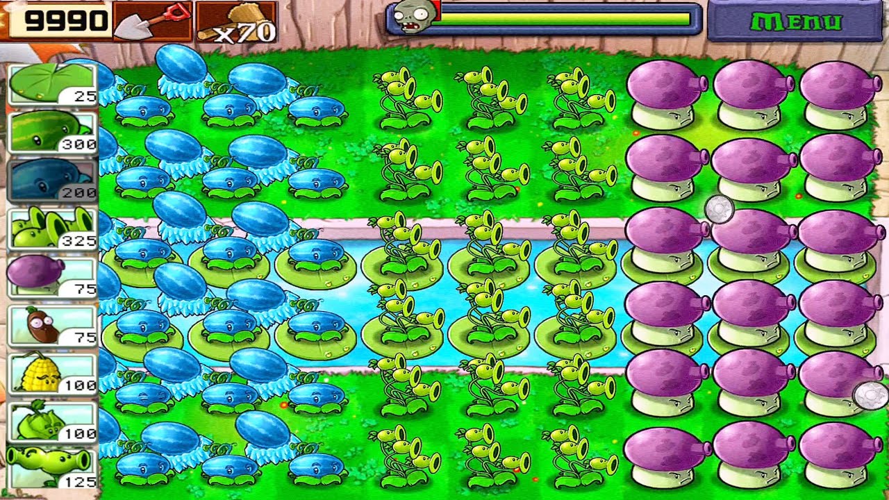 WINTER MELON + THREE PEA + FUME SHROOM VS ZOMBIES | LAST STAND ENDLESS GAMEPLAY | PLANTS VS ZOMBIES