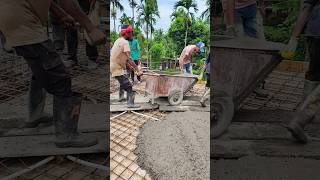 heavy work on roof slab concrete pouring with handle trolley 🛒 #construction