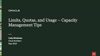 Oci Service Limit And Capacity Management Tips