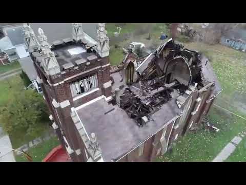 newspaper mockup Lorain church fire damage