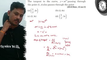 The tangent to the curve, y=x e^x^2 passing through the point (1, e) also passes through the poin...