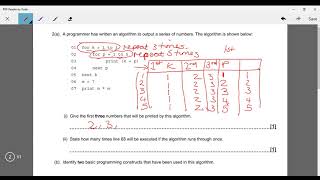 Nested Loops OCR Past Papers