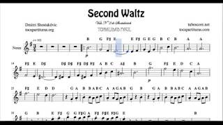 Video thumbnail of "Second Waltz Nº40 by Shostakovich Easy Notes Sheet Music for Violin Flute Recorder Oboe Treble Clef"