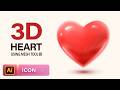 How to make 3d looking heart shape. Adobe illustrator tutorial.