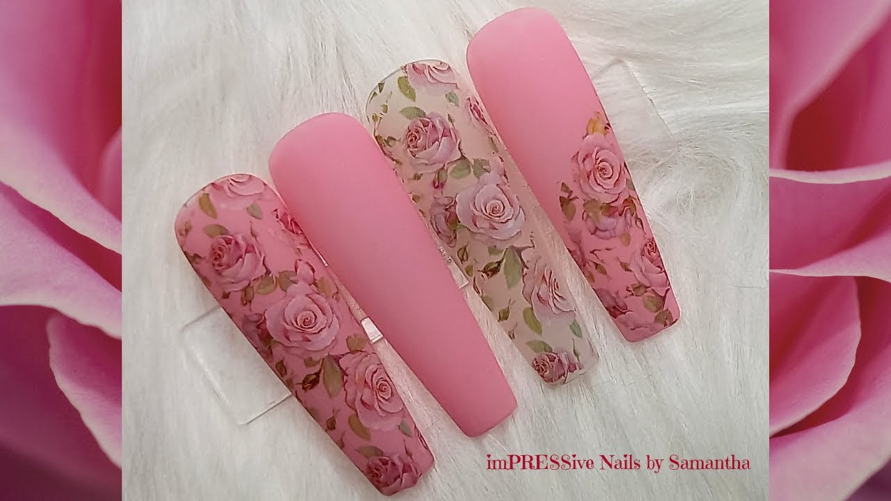 GEL POLISH NAIL ART HOW TO APPLY NAIL FOILS ROSE GARDEN NAILS YouTube