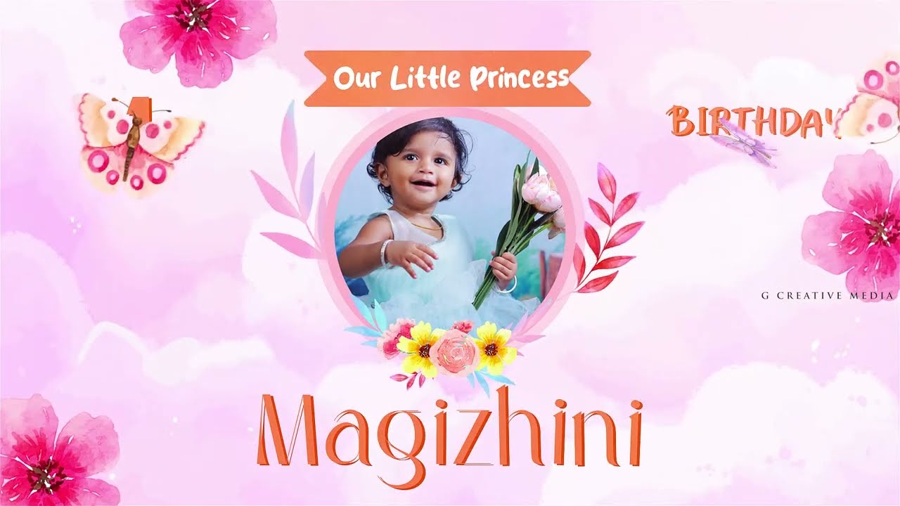 Little Princess | Magizhini | 1st Birthday | Digital Invitation | G Creative Media
